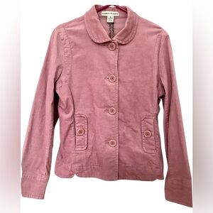 Bamboo Traders Womens M Pink Corduroy Button Up Cottage Core Jacket Side Pockets